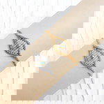 Βραχιόλι μάτι χρυσό και λευκό μακραμέ με σταυρό από χάντρες miyuki νέο