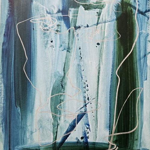 Be Wise original painting like new with acrylics and silver details
