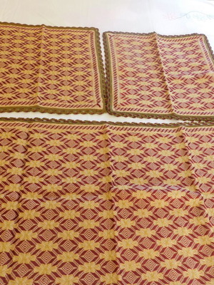 Set of handmade table runners with napkins new with gold thread