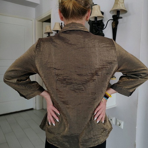Per una blouse new, size L, brown-gold with buttons