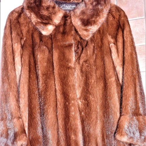 Mink fur used short brownish red, size S