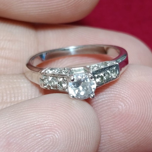Solitaire ring used, silver 925, size 55
