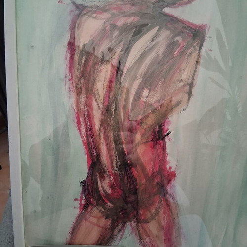 Painting "Nude" Expressionism 30×40cm Framed Signed Like New
