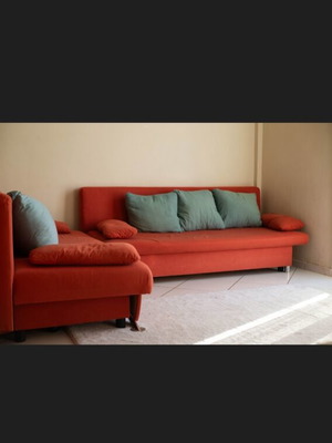 Sofas used, set of two with storage and sofa bed function