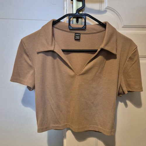 Cropped polo T-shirt like new, Shein, beige brown, size L