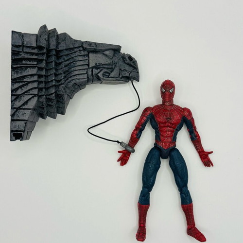 Spider-Man action figure used, ToyBiz 2002 with gargoyle ledge