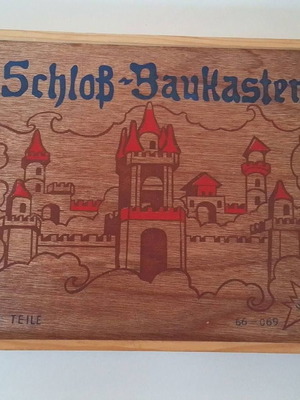 Vintage ξύλινο κάστρο παζλ Schlob Baukasten μεταχειρισμένο, 150 κομμάτια