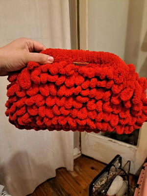 Handbag new, handmade with puffy texture, multicolor
