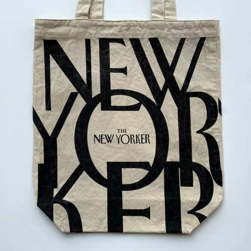 The New Yorker Magazine Canvas Tote Bag used, natural with black logo