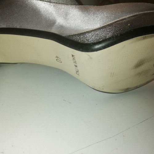 Women's peep toe pumps with silver platform like new, size 40