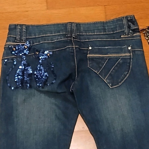 Kiss Miss skinny jeans new with strass embroidery, size 44 (XS)