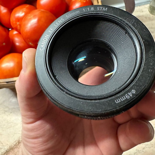 Canon 50mm f1.8 lens with hood