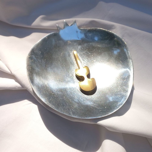Decorative bowl used from Cycladic Art Museum with bronze element