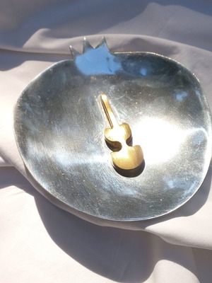 Decorative bowl used from Cycladic Art Museum with bronze element