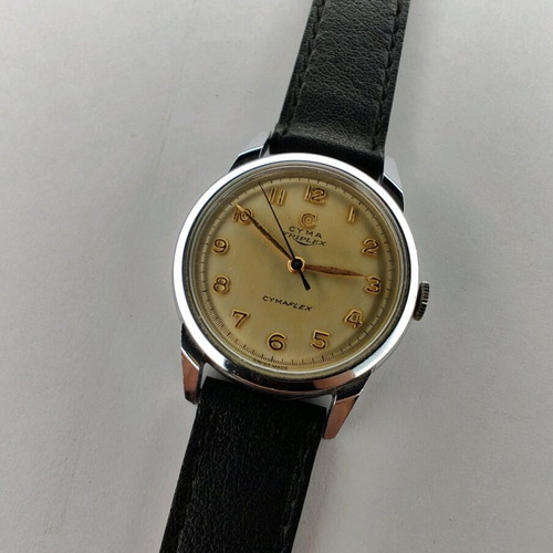 Cyma Triplex Cymaflex NOS watch silver, new, 34mm
