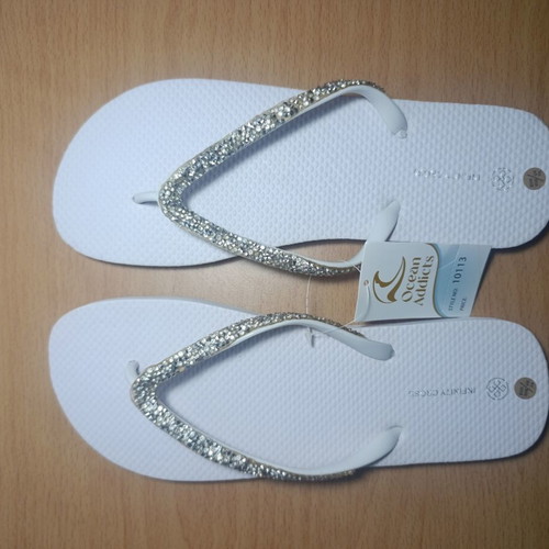 Infinity Cross flip flops with rhinestones, size 41/42