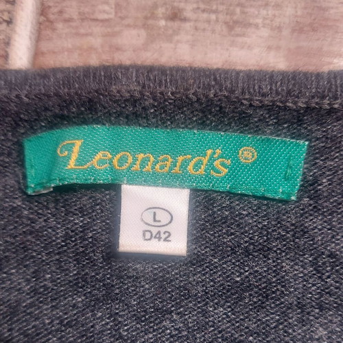 Leonard's women's blouse size L 42 gray with pearls and beads like new