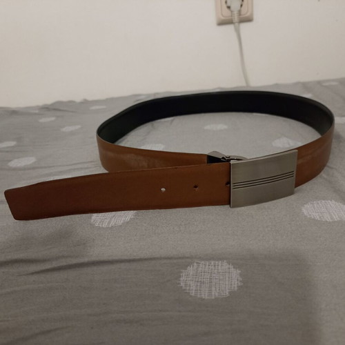 Men's reversible belt black and brown with aluminum buckle, like new, 110cm