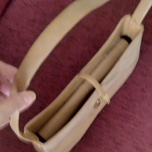 Women's suede leather baguette shoulder bag with metal clasp