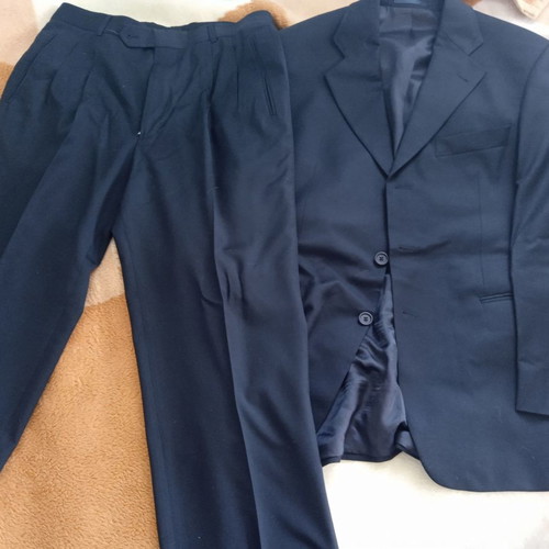 Men's suit used, dark blue, summer fabric, size 48