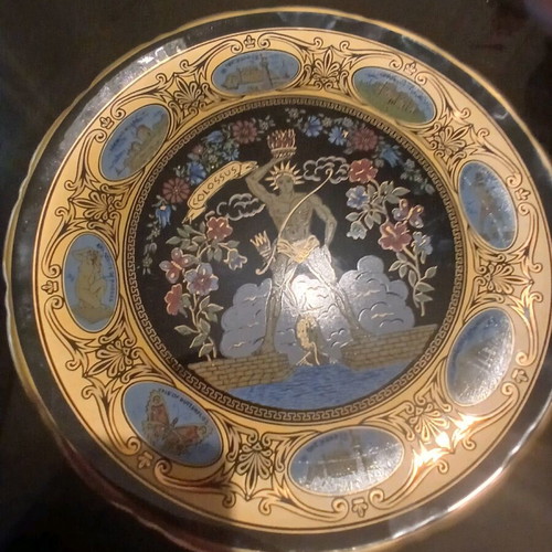 Ceramic Roditic Handmade Plate with 24k Gold, 25 cm, Like New