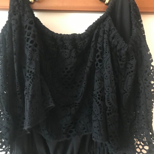 Long black dress with knitted details like new