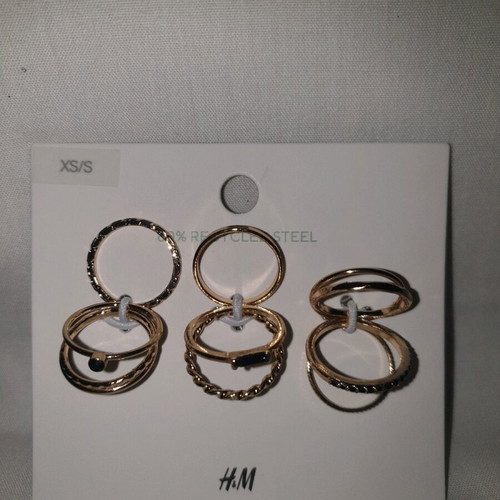 Set of 11 new gold rings from H&M, size XS/S, faux bijoux