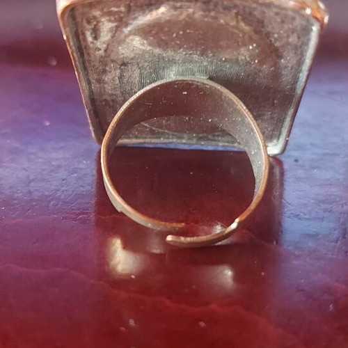 Vintage large ring new, red and silver