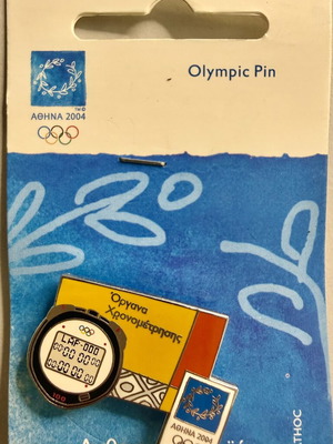 Olympic Pin Organa Chronometrisis Type 04 new, Athens 2004 limited edition