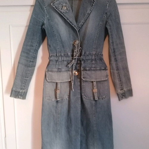 Zara denim trench coat used, size small, blue