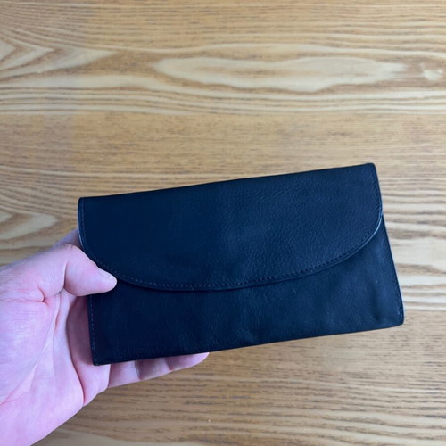 Vintage black leather wallet, genuine leather