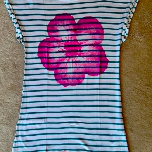 Set with striped United Color of Benetton blouse and ZARA capri leggings like new, turquoise
