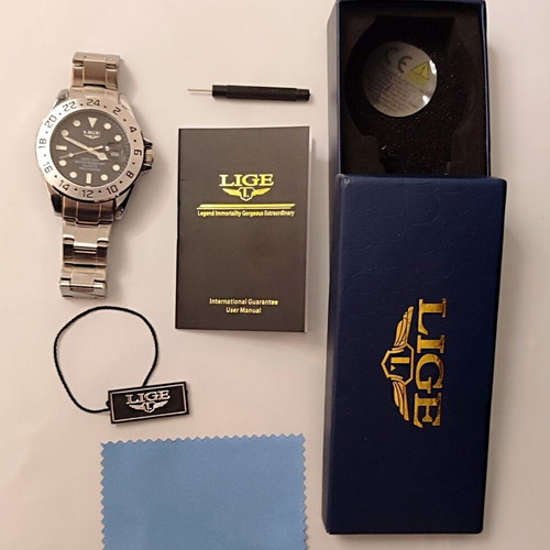 LIGE Quartz Stainless Steel Men's Watch new, full set