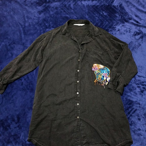 Zara shirt large black stonewashed cotton like new