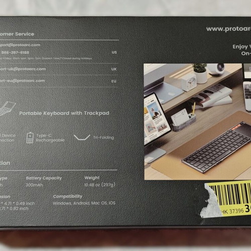 ProtoArc XK01 TP Foldable Bluetooth Keyboard with Touchpad and Leather Case new