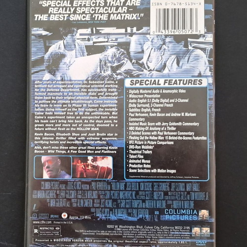 Hollow Man DVD like new, NTSC with English subtitles