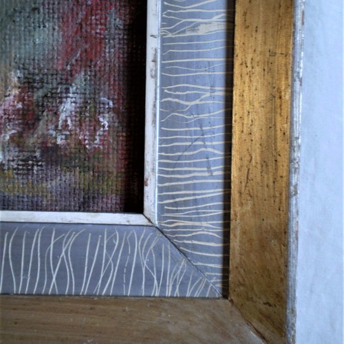 Authentic modern oil painting fresco clown used