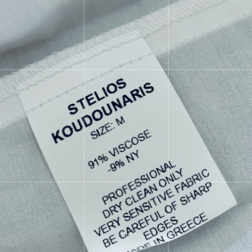 Stelios Koudounaris baggy fabric pants, ecru with black and yellow trim