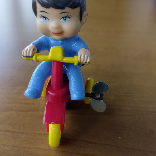 Boys Tricycle wind-up toy new, made in Greece 1980s