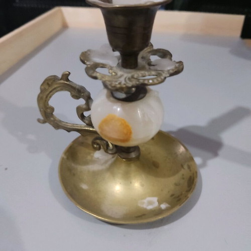 Brass ornate candlestick used