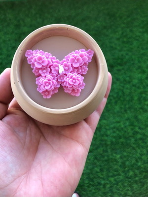 Butterfly candle favor in plaster jar new