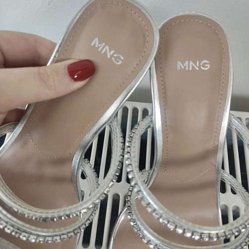 Mango sandals new with rhinestone straps and stiletto heel size 37