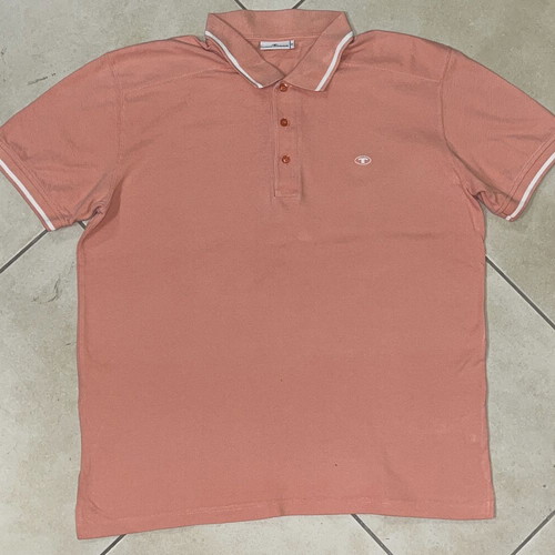Tom Tailor Polo Shirt coral salmon tipped collar size XL like new