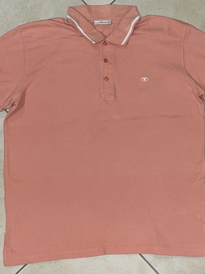 Tom Tailor Polo Shirt coral salmon tipped collar size XL like new