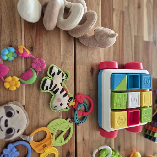 Baby toy set used, 30+ pieces with rattles and teethers