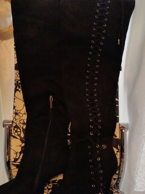 Laura Biagiotti new overknee suede boots black size 39-41