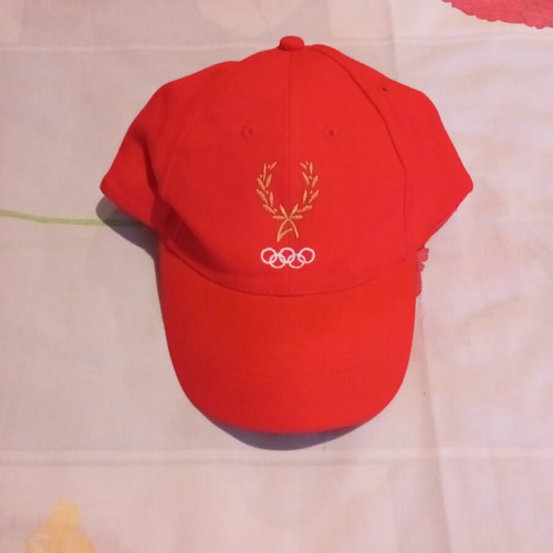 Authentic collectible jockey hat red with Olympic Academy emblem new