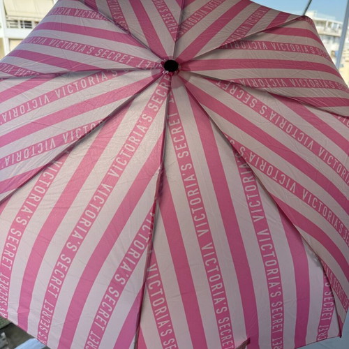 Victoria's Secret striped pink umbrella new with long handle