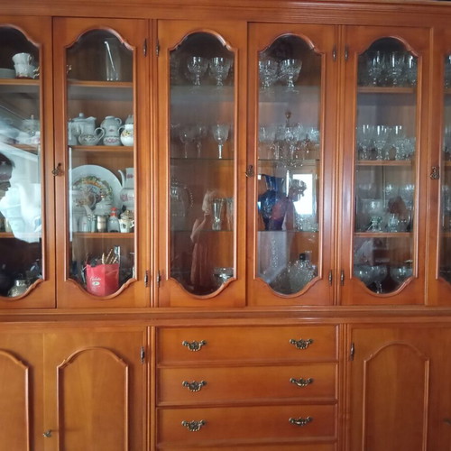 Showcase made of cherry wood like new, two parts, height 220 width 240