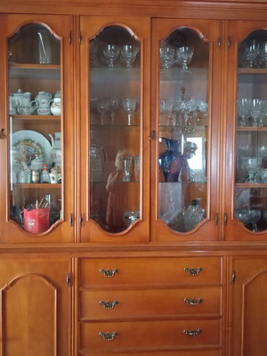 Showcase made of cherry wood like new, two parts, height 220 width 240